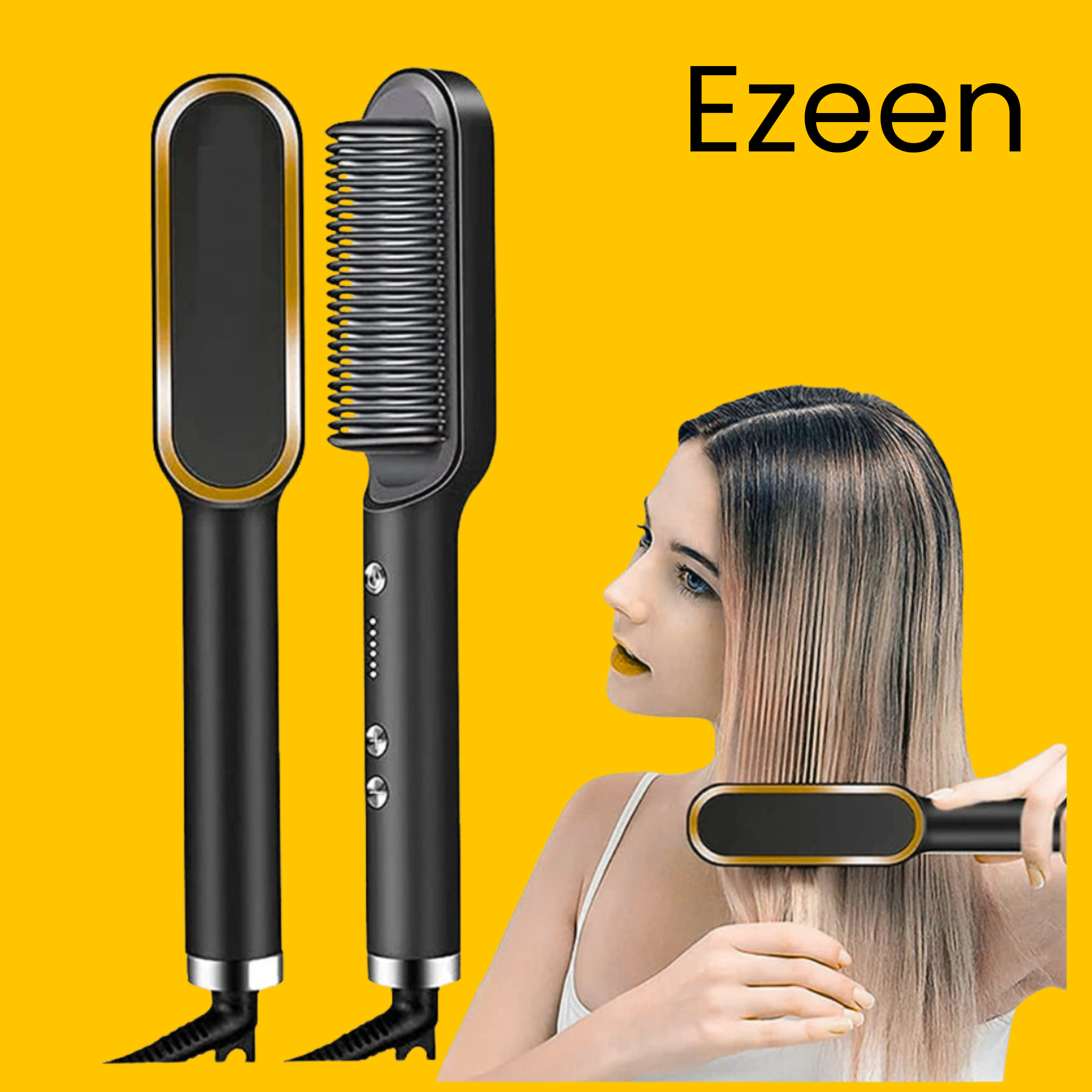 2 in 1 Hair Straightening Brush & Curler