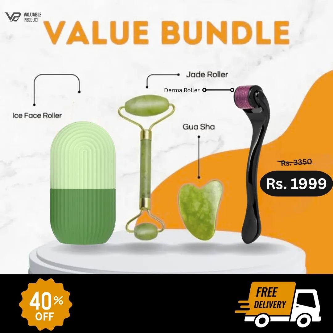 Jade Roller & Face Ice Roller – Derma Roller (Valuable Bundle)